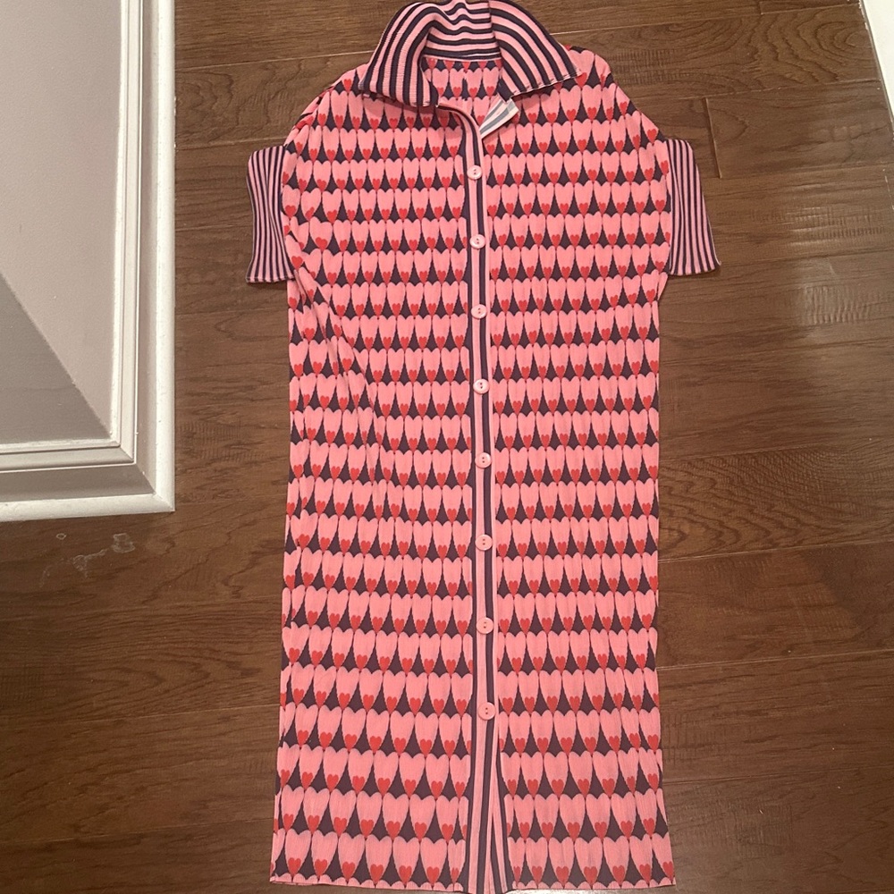 Kelly Obi Pink Heart Pattern Shirt Dress